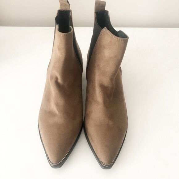 Atmosphere Womens Size 6 Brown Suede Pointed Toe Slip-On Chelsea Boots Booties - Picture 3 of 8